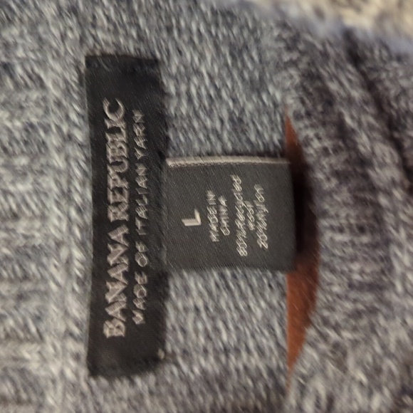 Banana Republic Italian Yarn Merino Wool Blend Cable Crewneck Heather Grey L - Picture 4 of 8